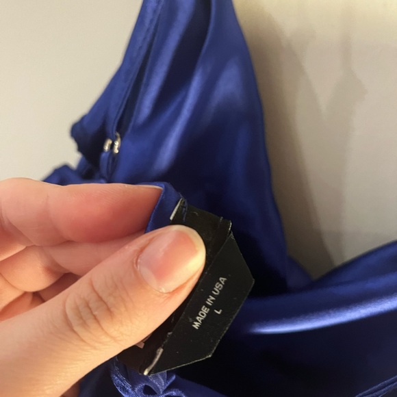 blue satin maxi dress! LARGE - Picture 4 of 4